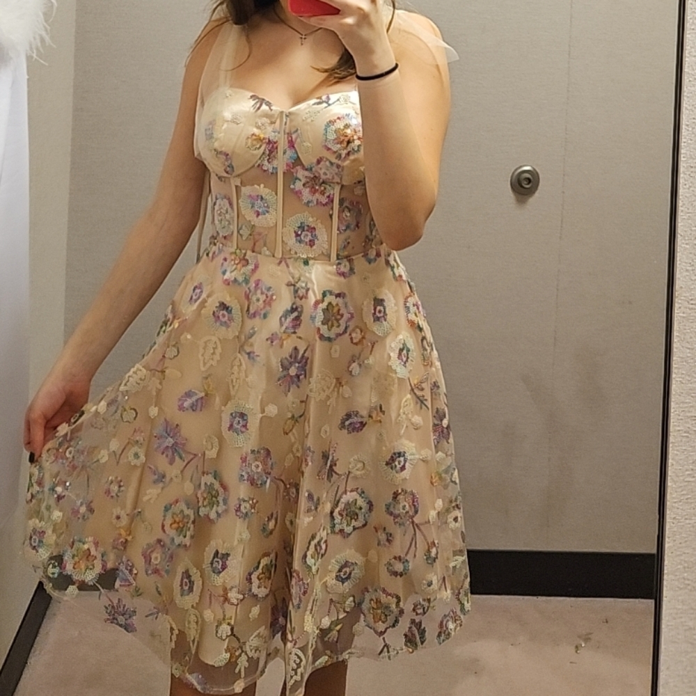 sequin floral dress